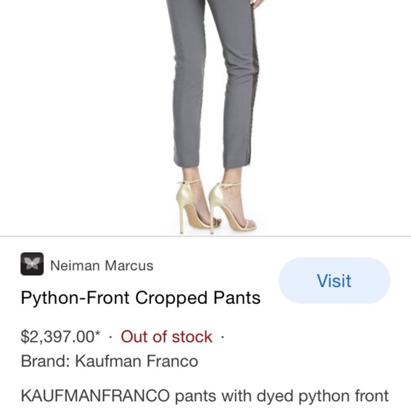 Kaufmanfranco Python-Front Cropped Pants - Picture 3 of 16